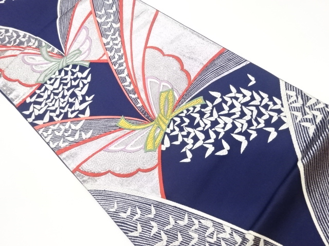 蝶にリボン模様織出し袋帯